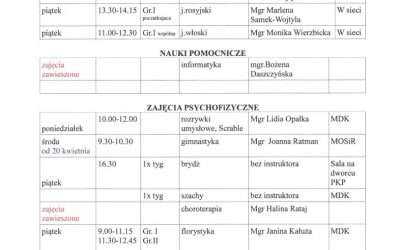 PLAN ZAJĘĆ FAKULTATYWNYCH – SEMESTR LETNI 2022