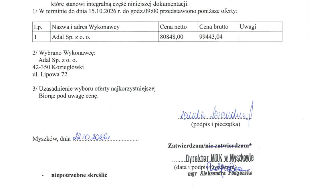 Protokół z przeprowadzonego zapytania cenowego